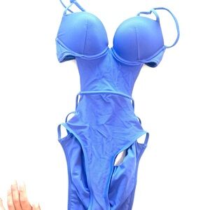 Strappy Blue One-Piece Swimsuit